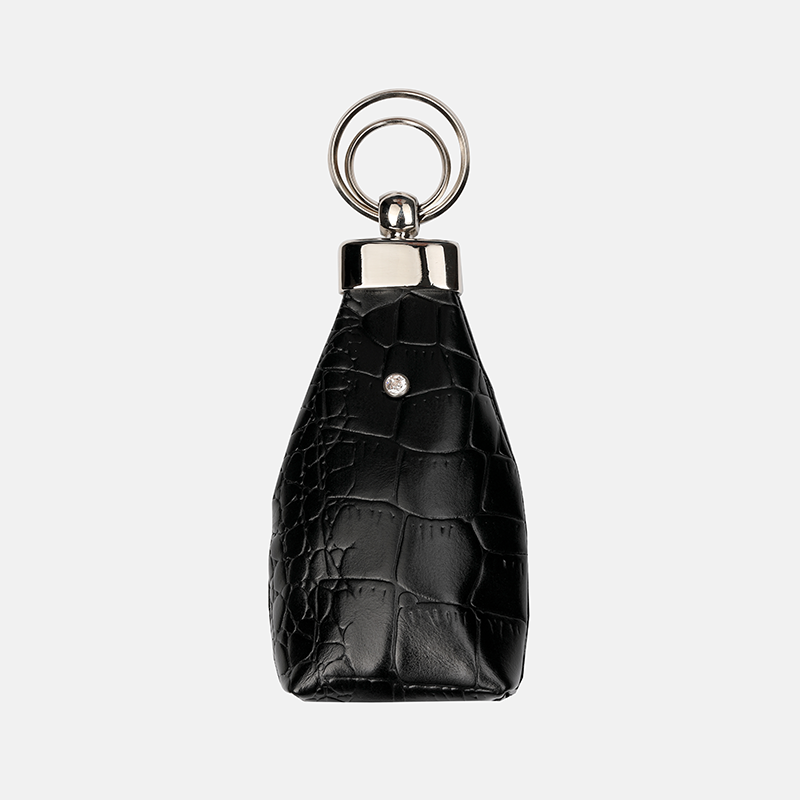 Czarne CROCO etui na klucze ze skóry naturalnej tłoczonej we wzór krokodyla - oferta dla firm