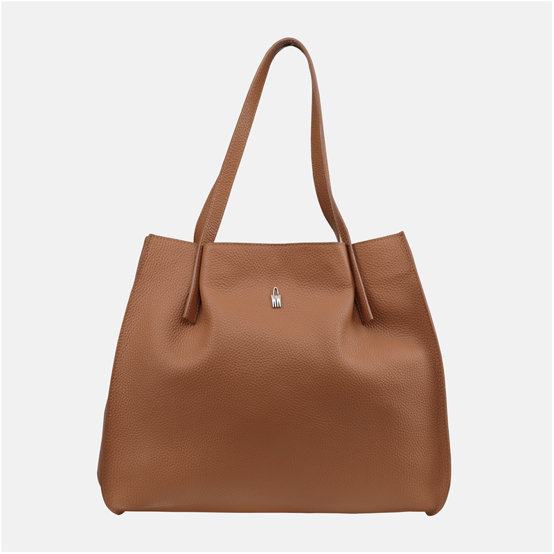 POLA - Jasnobrązowa torebka skórzana shopper - Oferta B2B - oferta dla firm