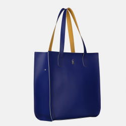 GILDA - Dwukolorowa niebiesko-żółta shopperka skórzana - Oferta B2B