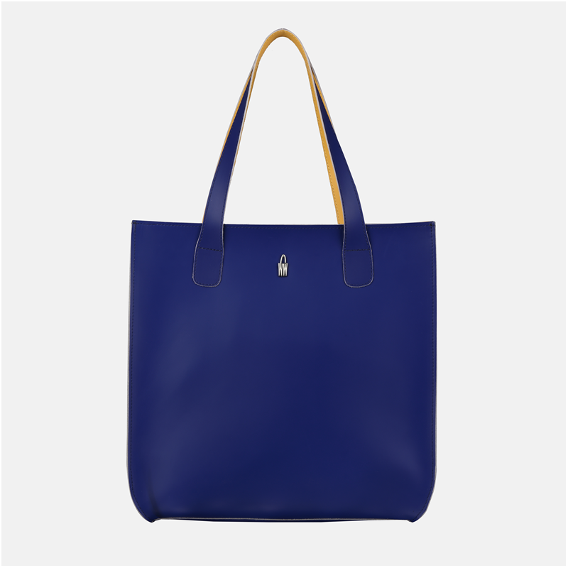 GILDA - Dwukolorowa niebiesko-żółta shopperka skórzana - Oferta B2B - oferta dla firm