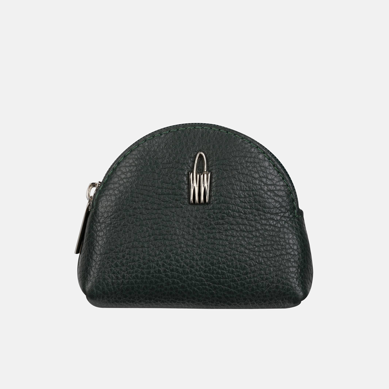 Ciemnozielone półokrągłe etui na klucze skórzane - oferta dla firm