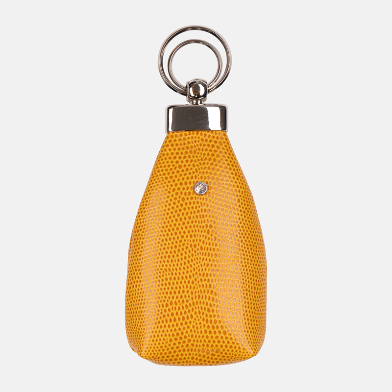 Żółte etui na klucze skórzane w kształcie breloka - oferta dla firm