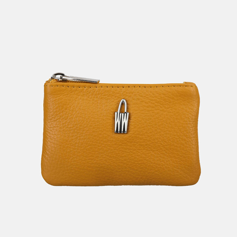 Żółte praktyczne etui na klucze ze skóry naturalnej - idealny dodatek do torebki - oferta dla firm