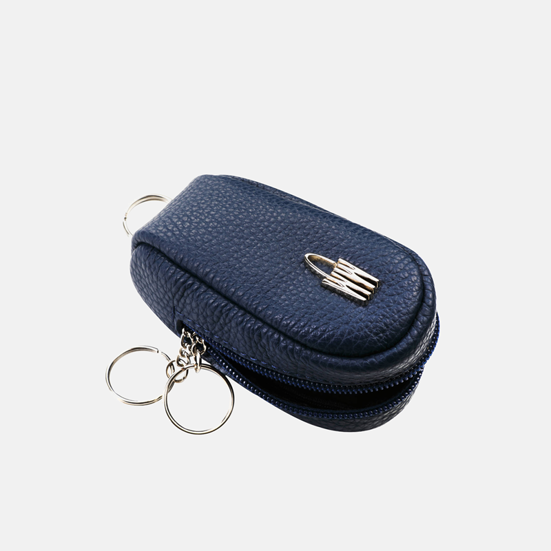 Małe etui na klucze z granatowej skóry naturalnej - oferta dla firm