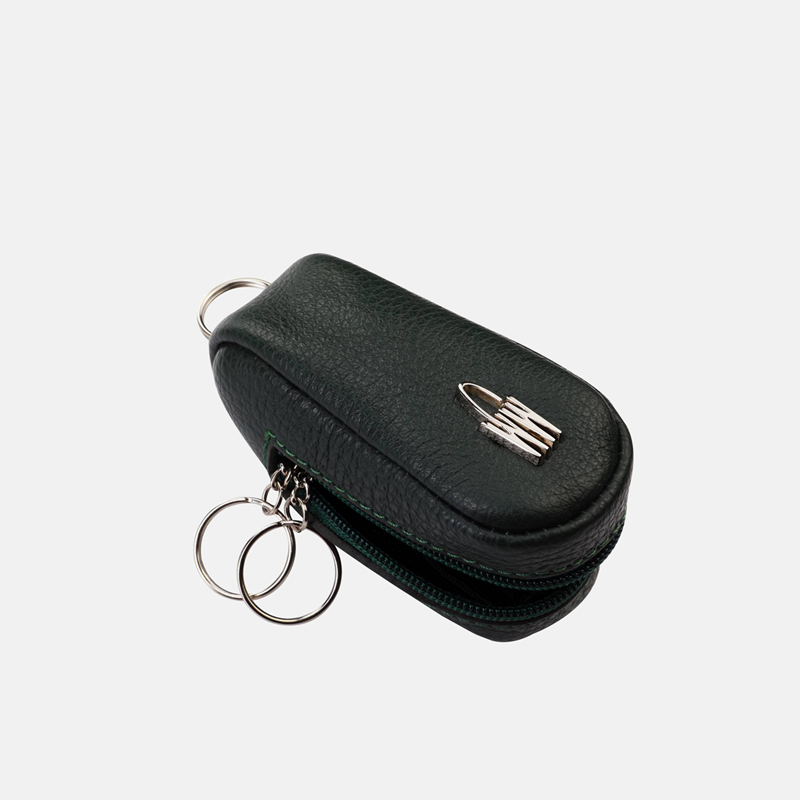 Ciemno zielone etui na klucze ze skóry naturalnej - oferta dla firm