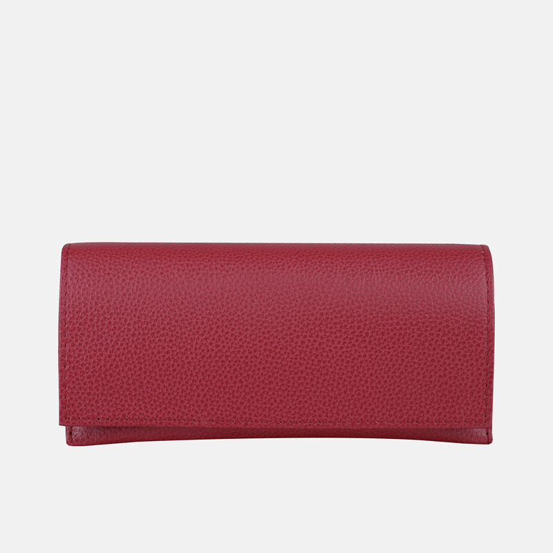 Czerwone zamykane etui na okulary ze skóry naturalnej - oferta dla firm