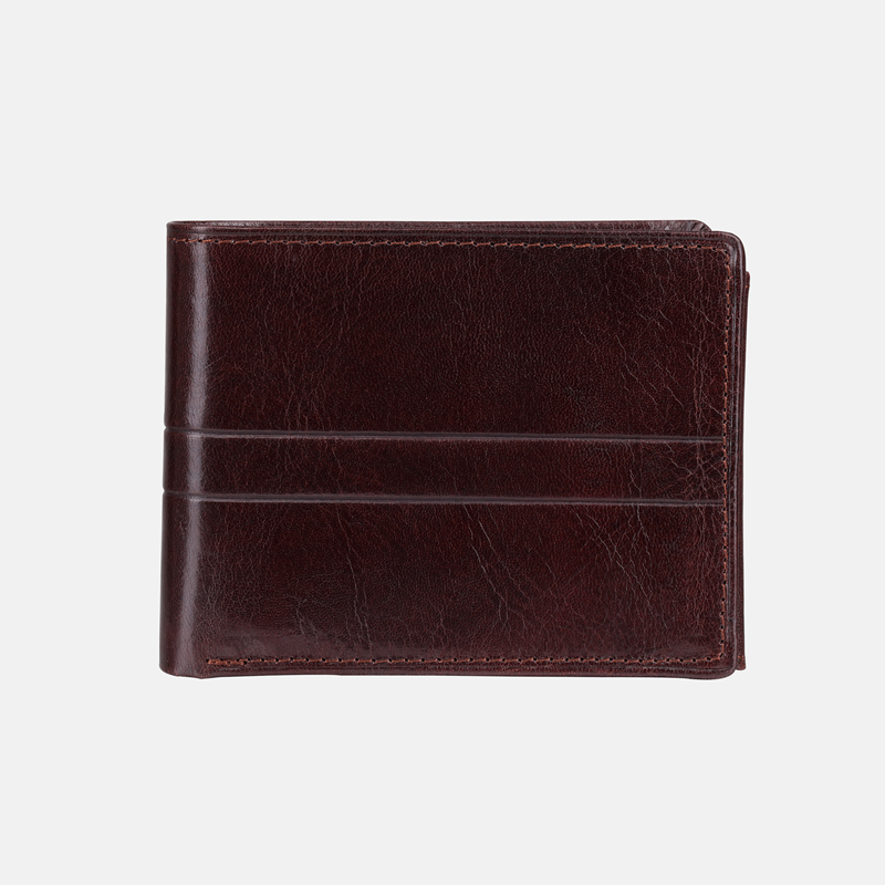 Brązowy elegancki portfel dla mężczyzny - skóra naturalna licowa - oferta dla firm