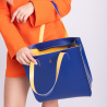 GILDA - Dwukolorowa niebiesko-żółta shopperka skórzana - Oferta B2B - oferta dla firm