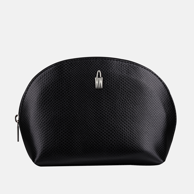 Czarna duża kosmetyczka ze skóry z jabłek - oferta dla firm