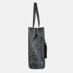 Szara duża torebka skórzana z printem w kwiaty - Oferta B2B
