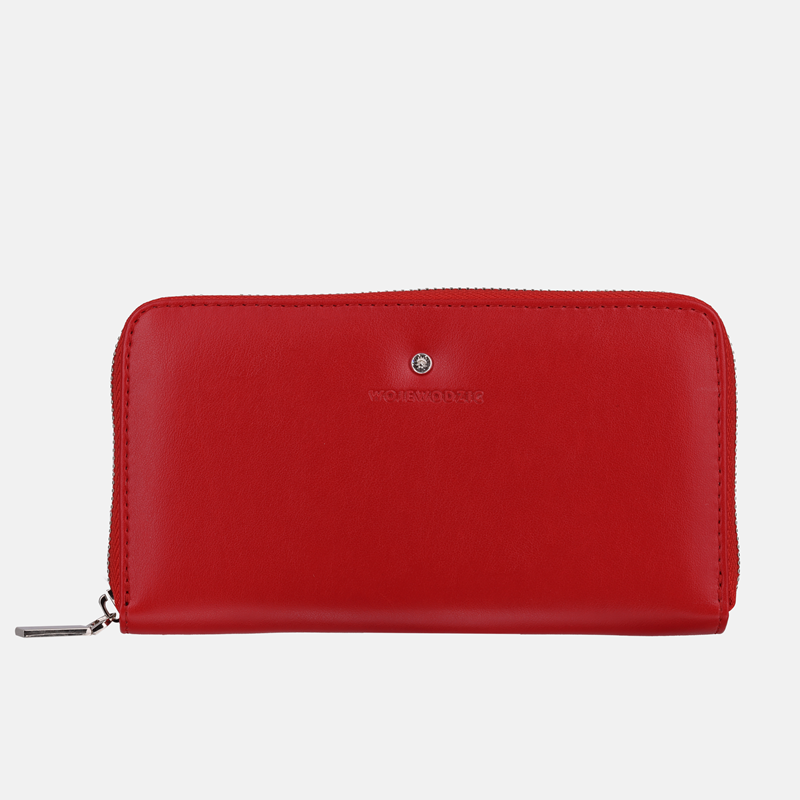 Czerwony elegancki duży portfel damski – skóra z jabłek - oferta dla firm