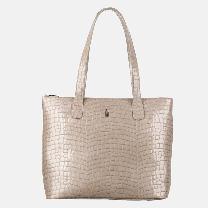 EMMA - Beżowa lakierowana torebka skórzana croco - Oferta B2B - oferta dla firm