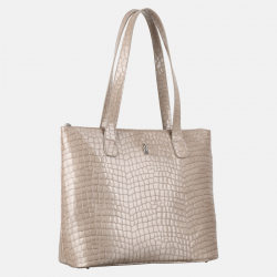 EMMA - Beżowa lakierowana torebka skórzana croco - Oferta B2B