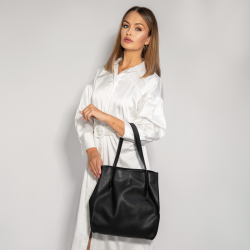 TALIA - Czarna torebka skórzana shopper - Oferta B2B