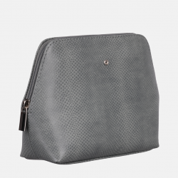 Szara kosmetyczka damska ze skóry wegańskiej we wzór skóry węża - Oferta B2B