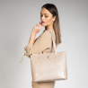 EMMA - Beżowa lakierowana torebka skórzana croco - Oferta B2B - oferta dla firm
