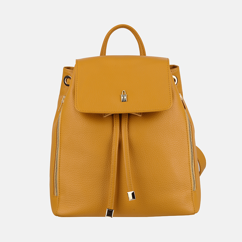 Żółty plecak damski ze skóry naturalnej - Oferta B2B - oferta dla firm