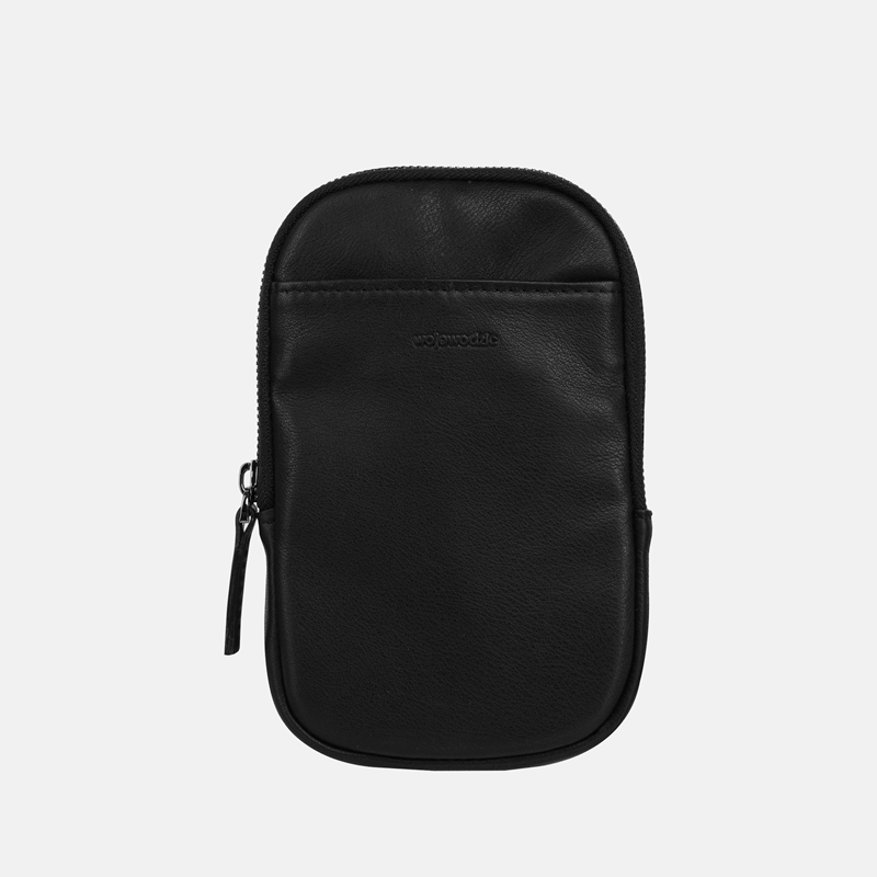 Czarna mała saszetka etui na telefon ze skóry naturalnej - Oferta B2B - oferta dla firm