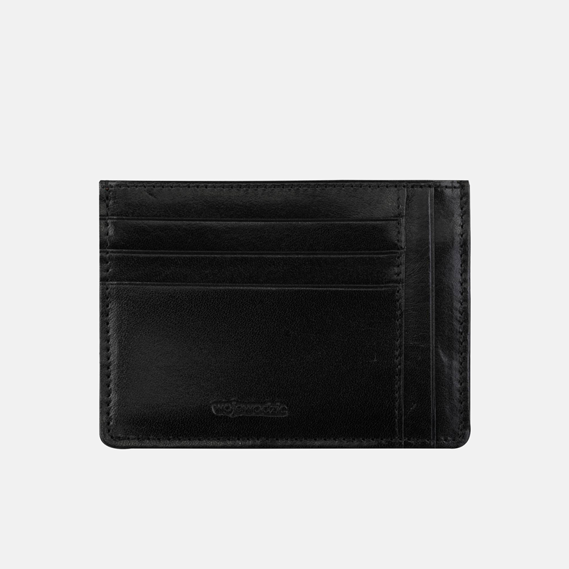 Czarne dwustronne etui skórzane na karty lub dokumenty - oferta dla firm