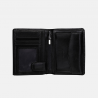 Elegancki męski portfel skórzany z tłoczeniem - czarny kolor - oferta dla firm