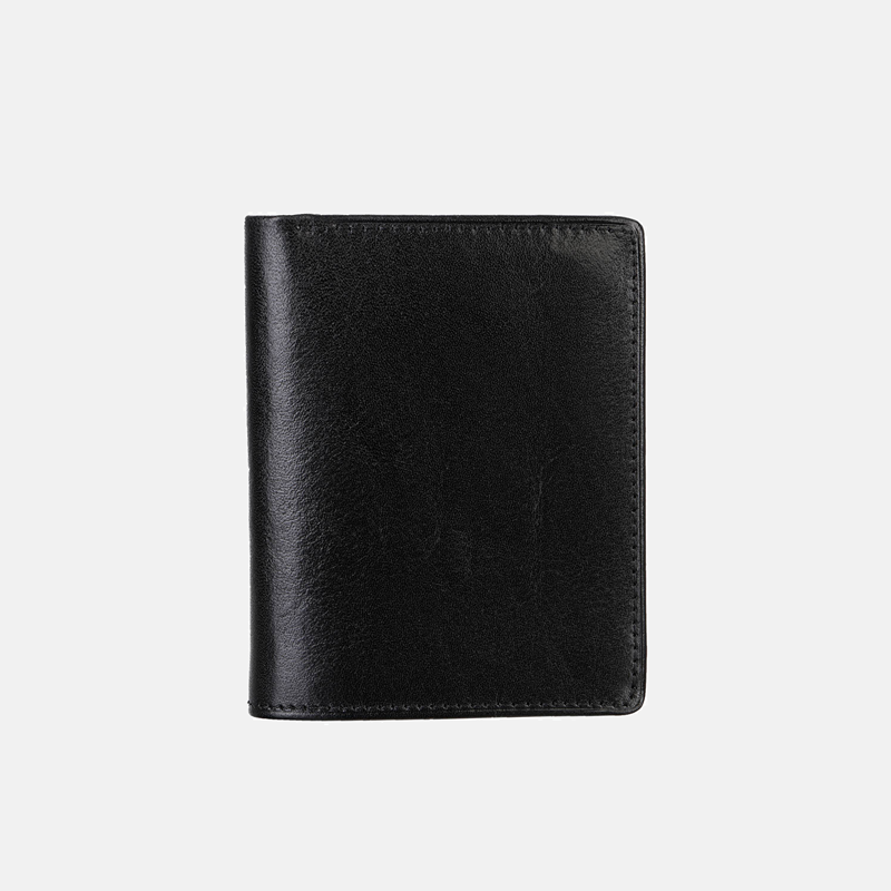 Klasyczny męski portfel skórzany w czarnym kolorze - duża ilość kieszonek - oferta dla firm