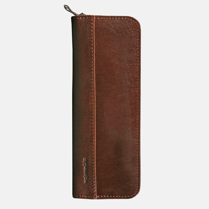 Brązowy piórnik skórzany ze skóry naturalnej wyprawianej roślinnie - oferta dla firm