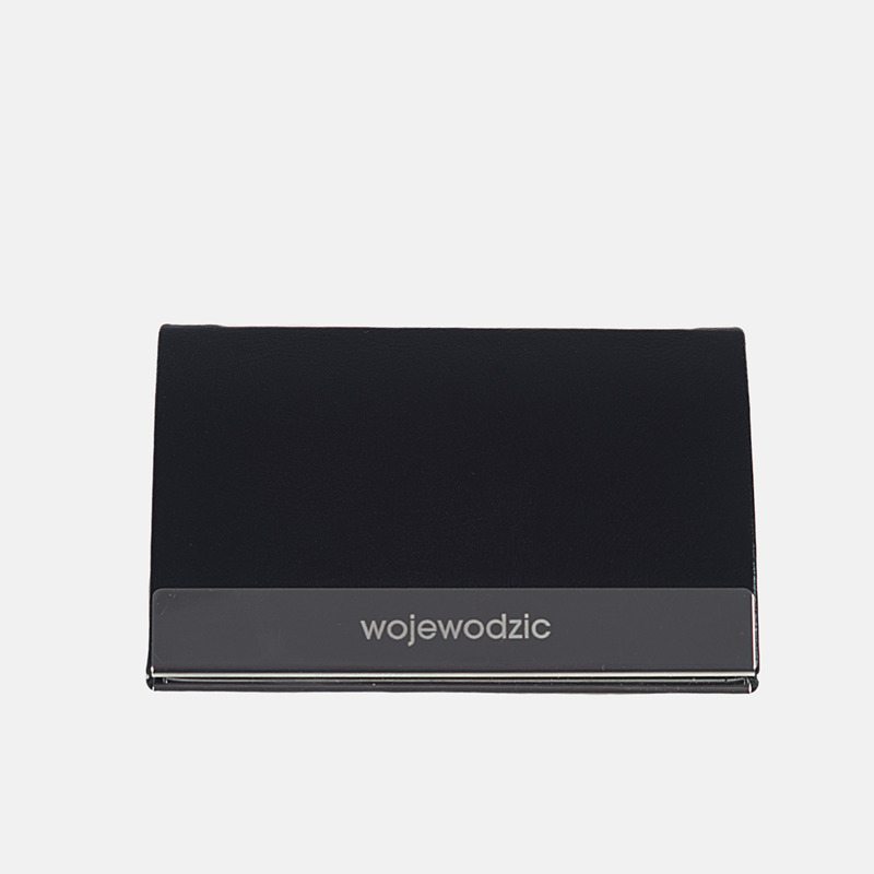 Eleganckie skórzane etui na wizytówki - czarny wizytownik - oferta dla firm