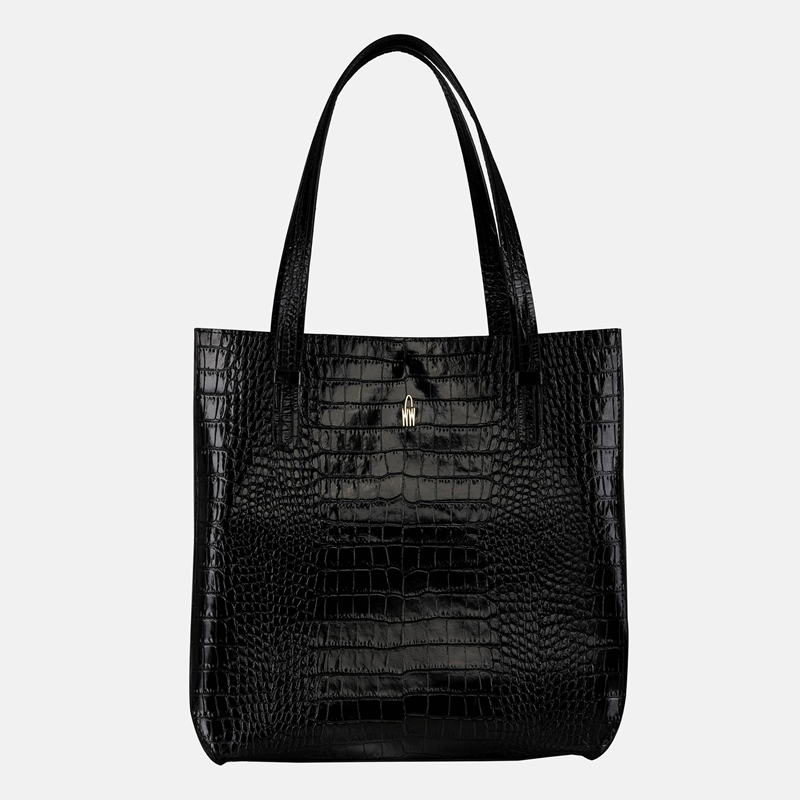Czarna skórzana torebka shopper z wzorem - Oferta B2B - oferta dla firm
