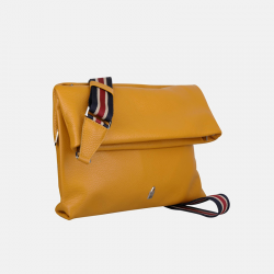 Żółta rozkładana torebka ze skóry naturalnej z paskiem parcianym - Oferta B2B