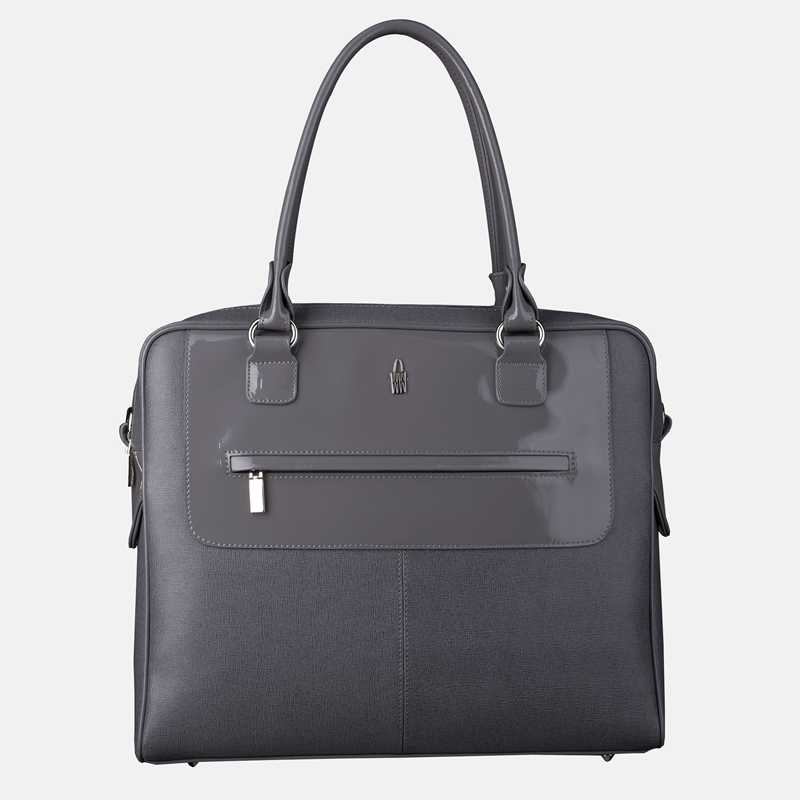Popielata duża teczka skórzana damska - Oferta B2B - oferta dla firm