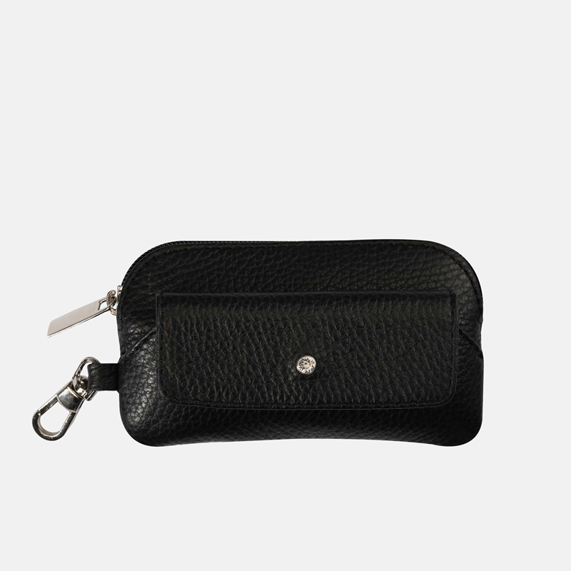 Czarne etui na klucze skórzane - srebrne wykończenia - oferta dla firm