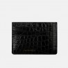 Czarne etui na karty skórzane z printem - oferta dla firm