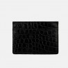 Czarne etui na karty skórzane z printem - oferta dla firm