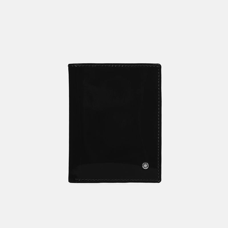 Czarne etui na dokumenty ze skóry lakierowanej - oferta dla firm