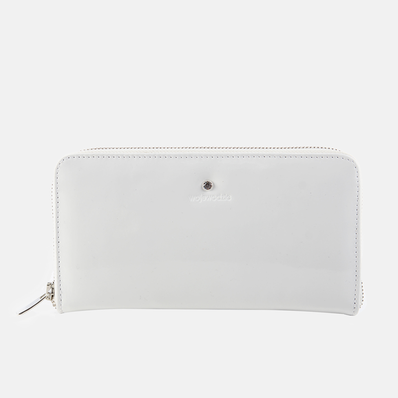 Biały lakierowany portfel skórzany - oferta dla firm