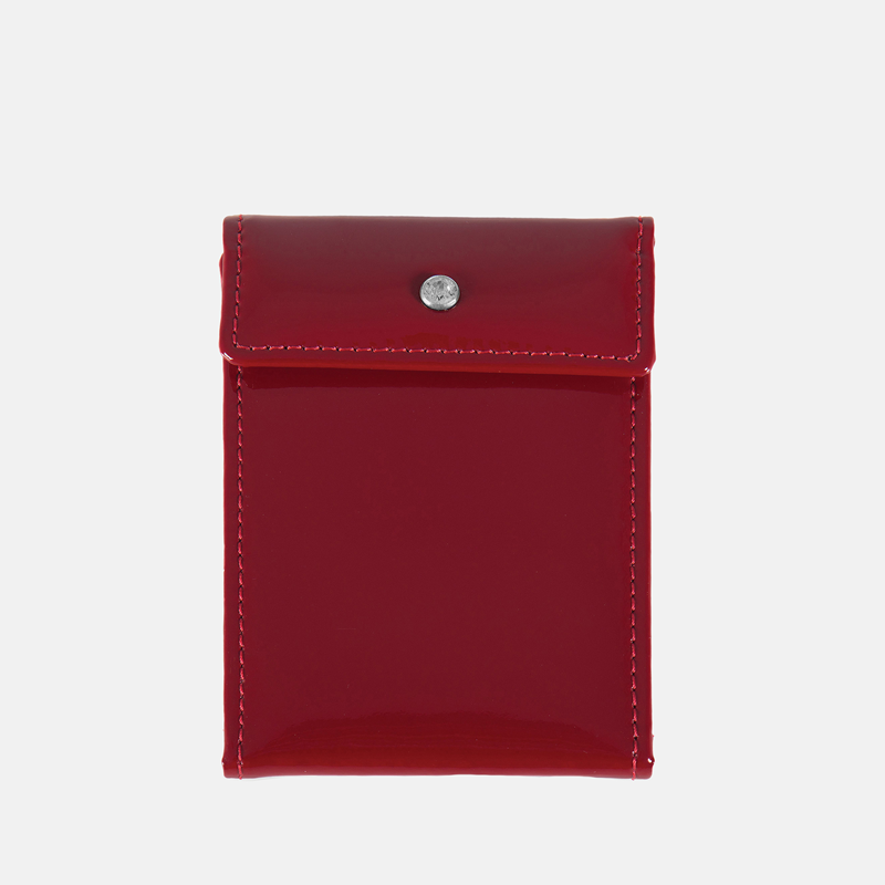 Czerwone lakierowane etui na karty skórzane - wizytownik - oferta dla firm