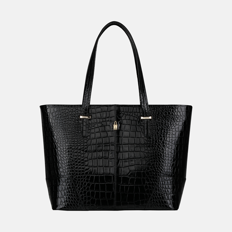 Czarna torebka skórzana shopper we wzór krokodyla - Oferta B2B - oferta dla firm
