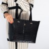 Czarna torebka skórzana shopper we wzór krokodyla - Oferta B2B - oferta dla firm